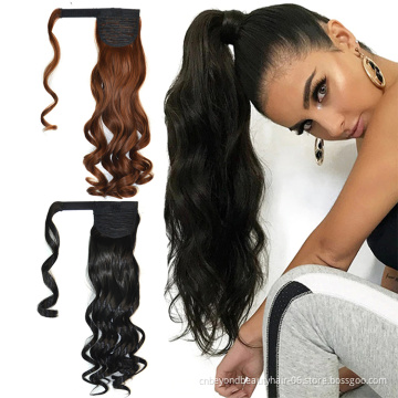 Synthetic Natural Wavy Wrap Pony tail Around Clip in Hair Ponytail Hair Extension for Women